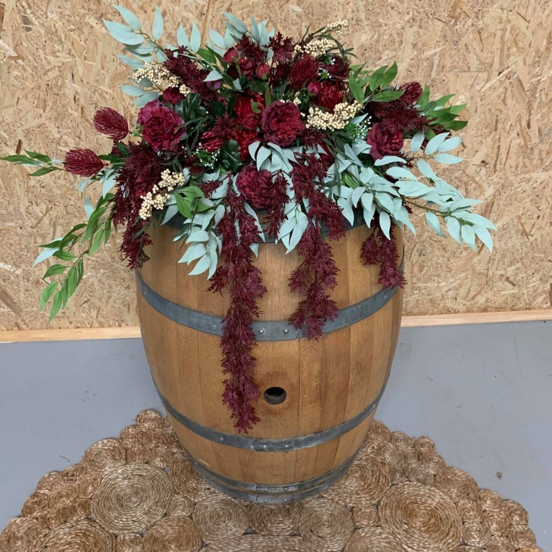 Burgandy Florals Wine barrel topper - Hero Image